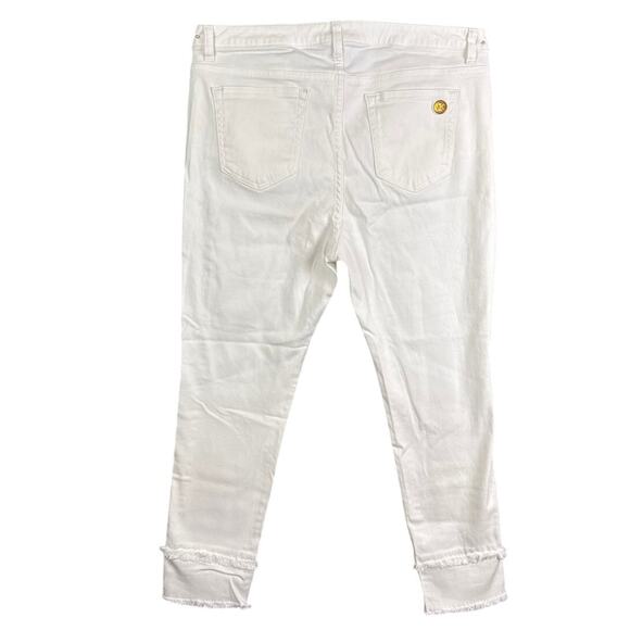 Michael Kors Women's White Denim Jeans Skinny Straight Fit Fringe Hem Size 16 - Picture 2 of 12